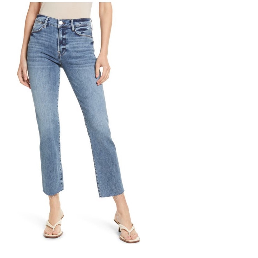 Frame Le High Straight Raw Hem Ankle Jeans, 29